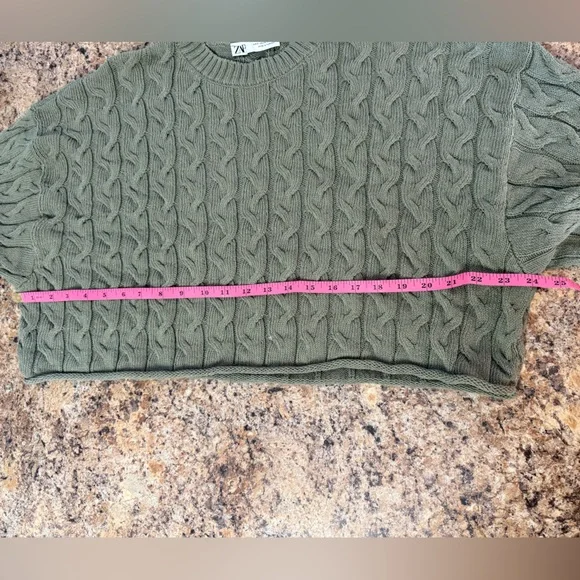 Zara Cable Knit Cropped Sweater Medium - Picture 5 of 7